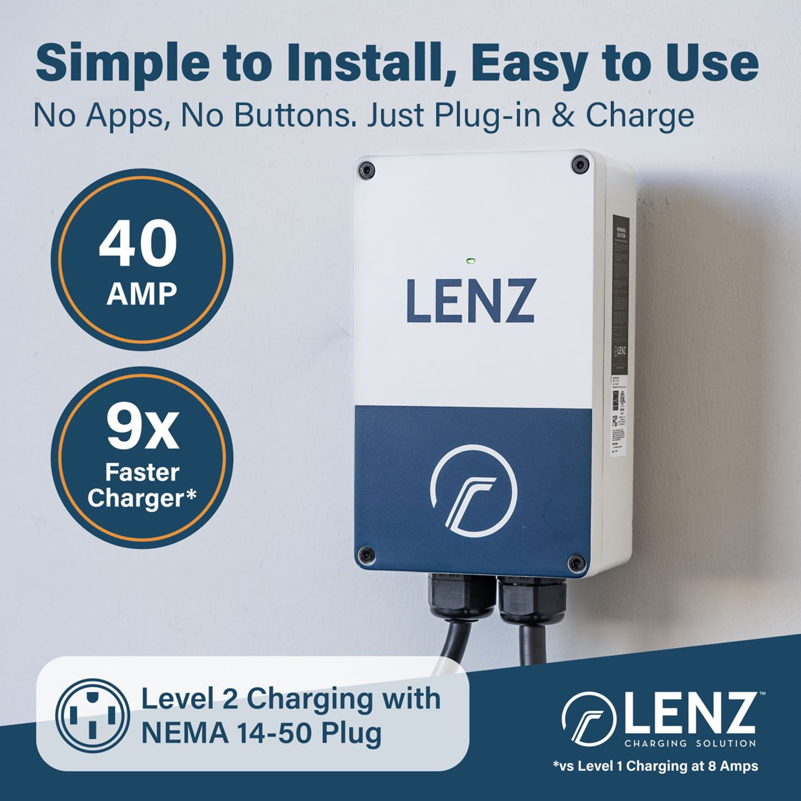 LENZ Level 2 Plugin 40A Home Charger