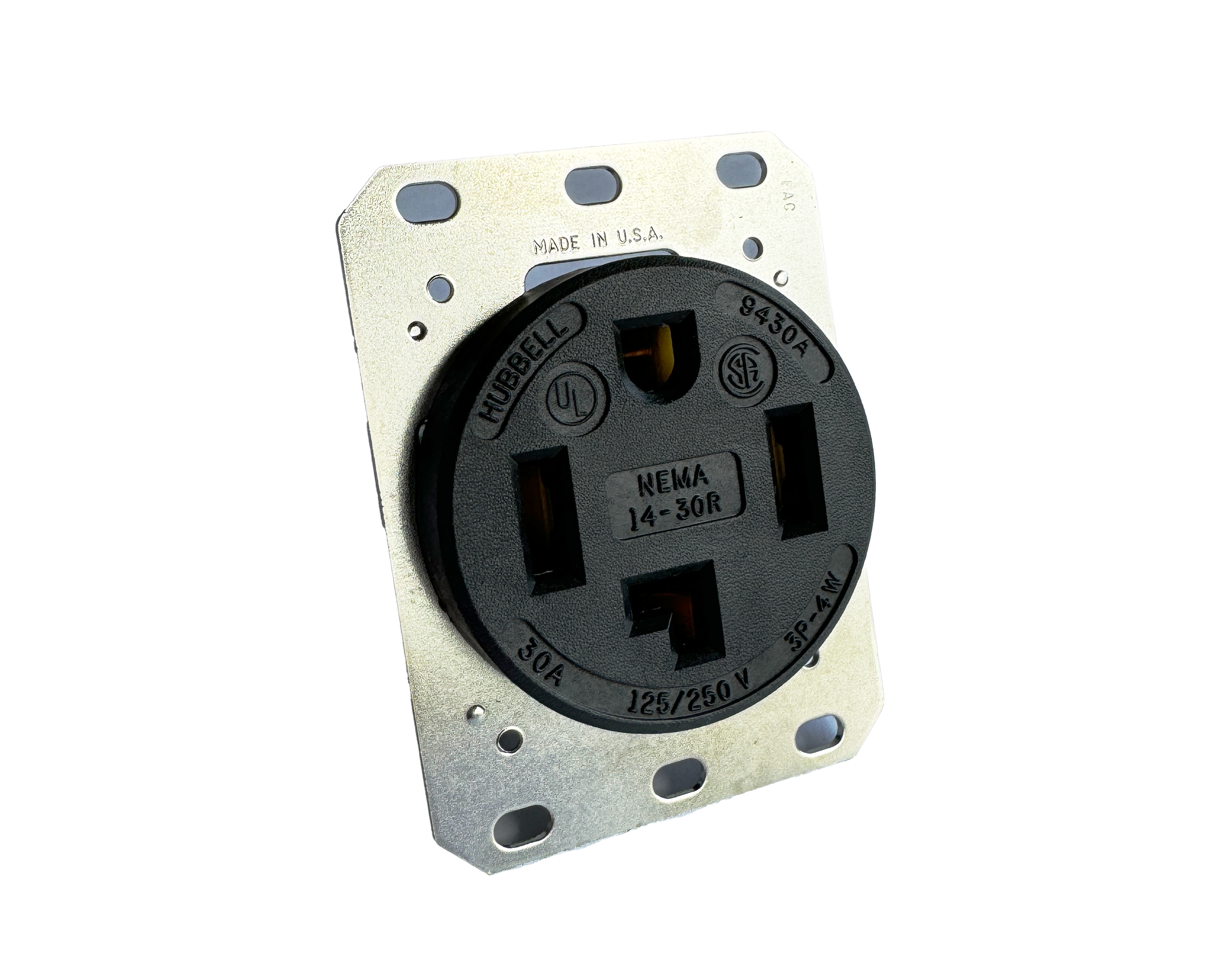 NEMA 14-30 Commercial Grade Outlet + Stainless Steel Faceplate