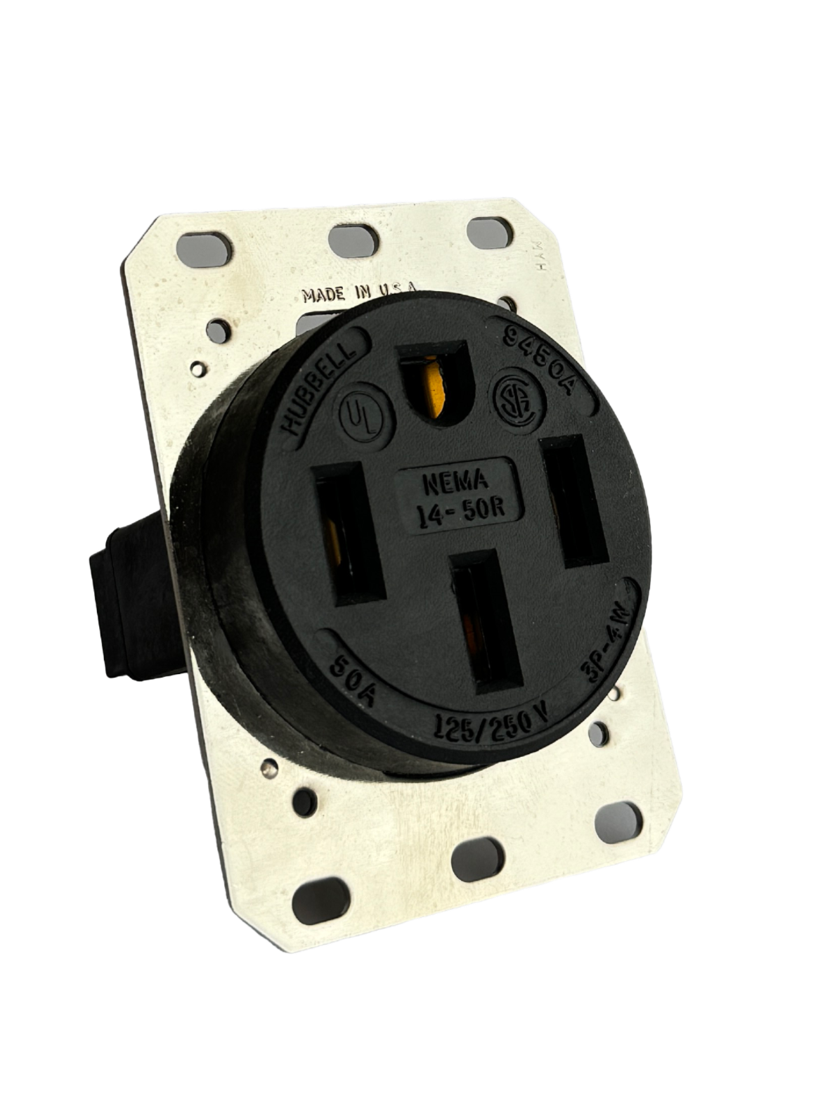 Hubbell 9450R - NEMA 14-50 Commercial Grade Outlet + Stainless Steel Faceplate