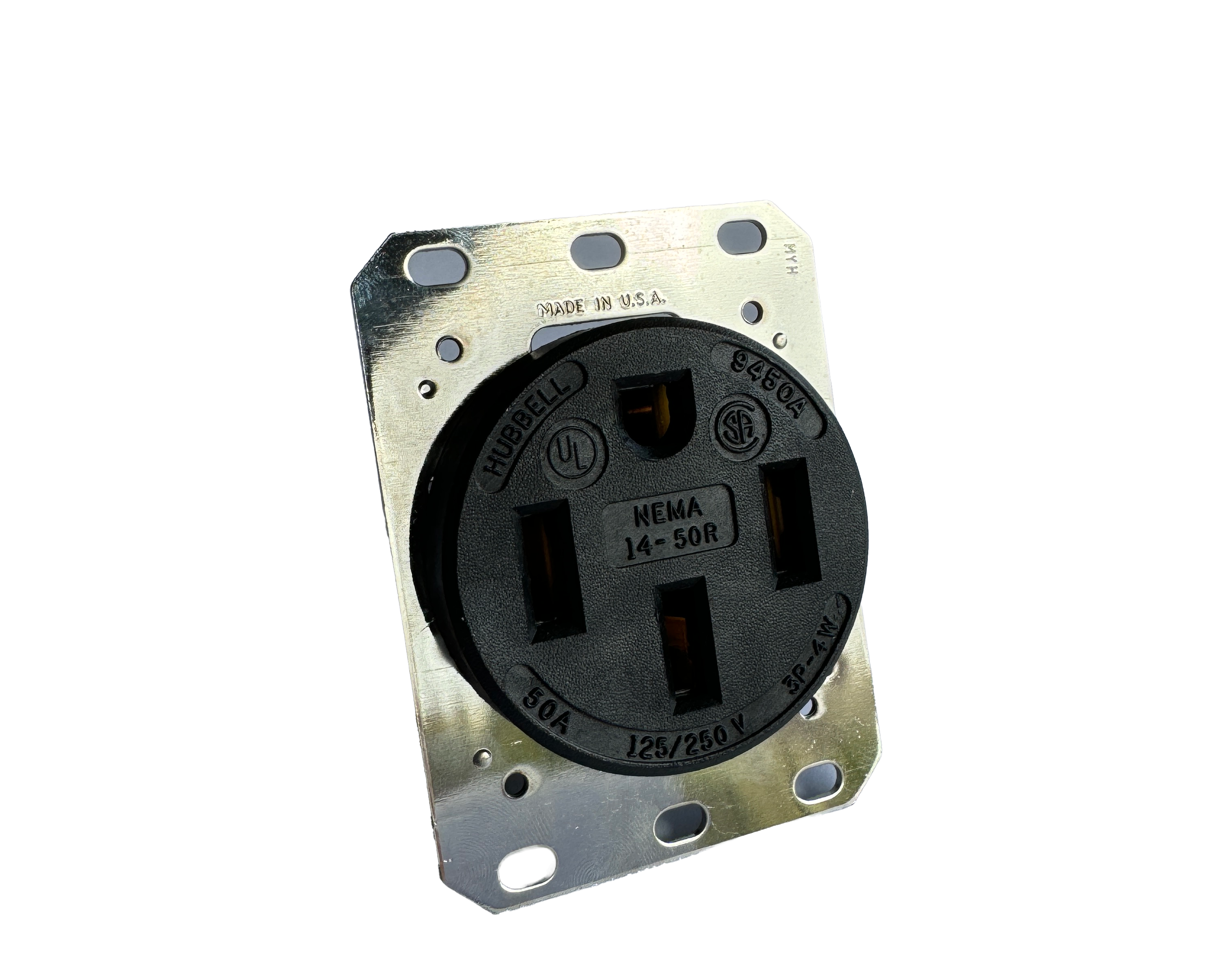 NEMA 14-50 Commercial Grade Outlet + Stainless Steel Faceplate