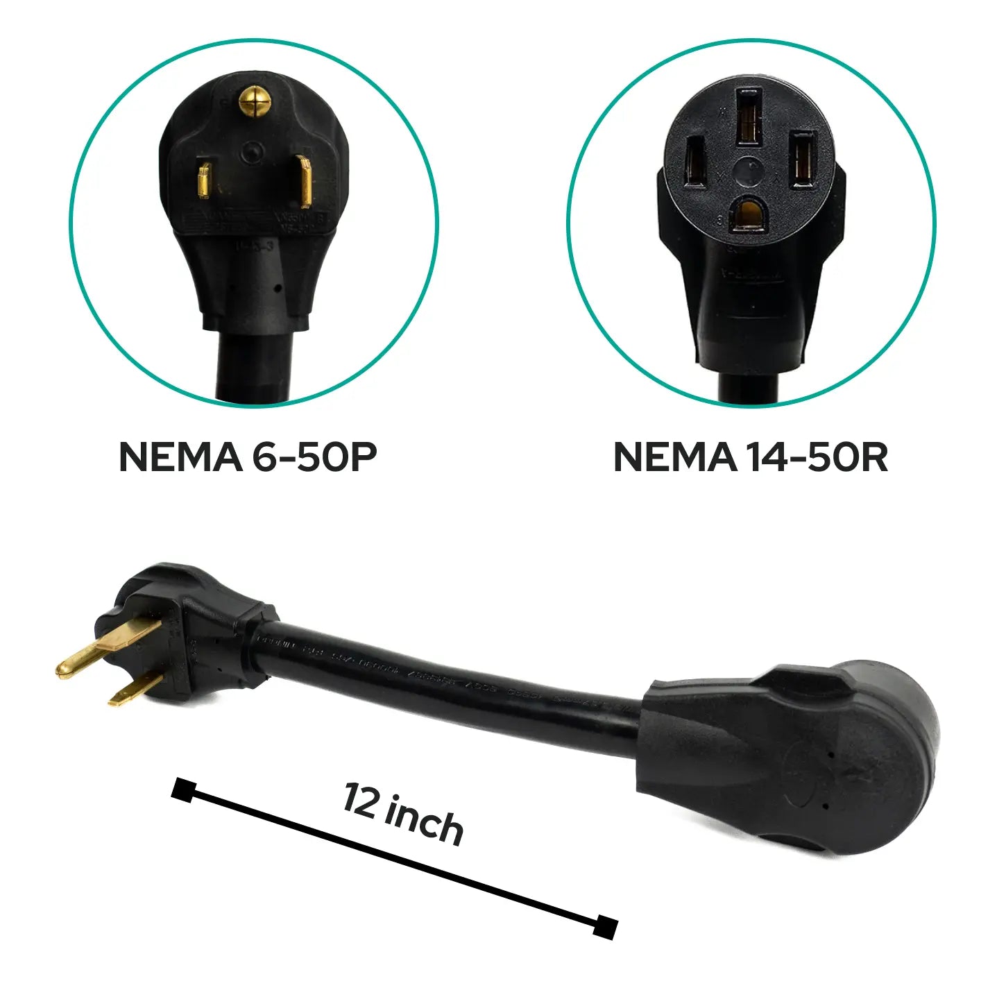 NEMA 6-50P to 14-50R EV Charger Adapter