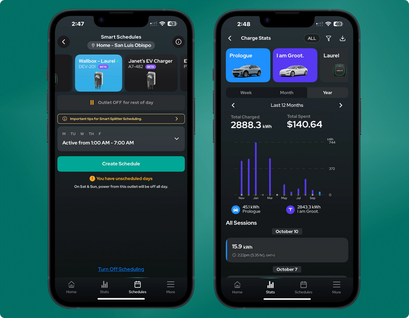 Charge off-peak with the app