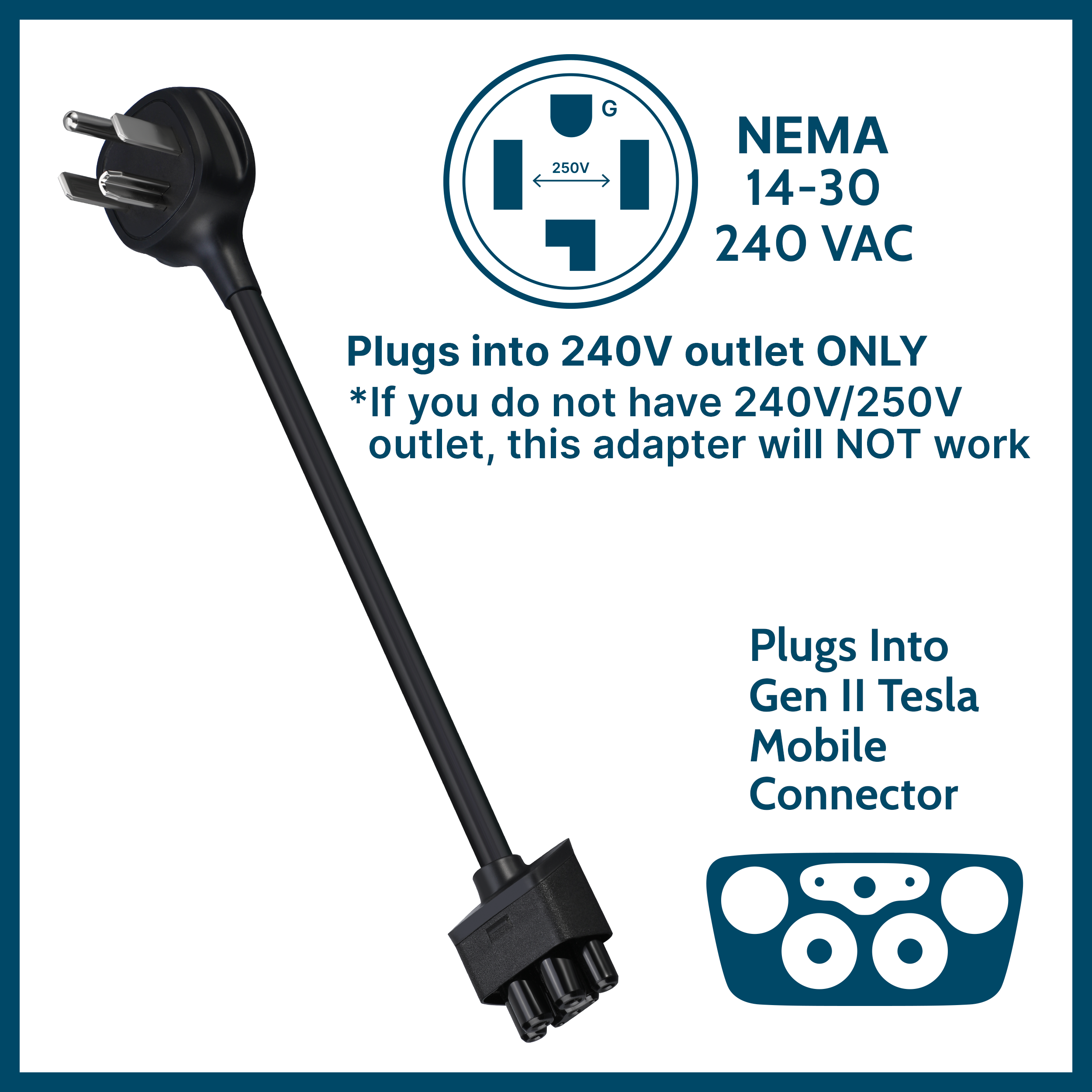 NEMA 14-30 Tesla Mobile Connector Gen 2 Adapter