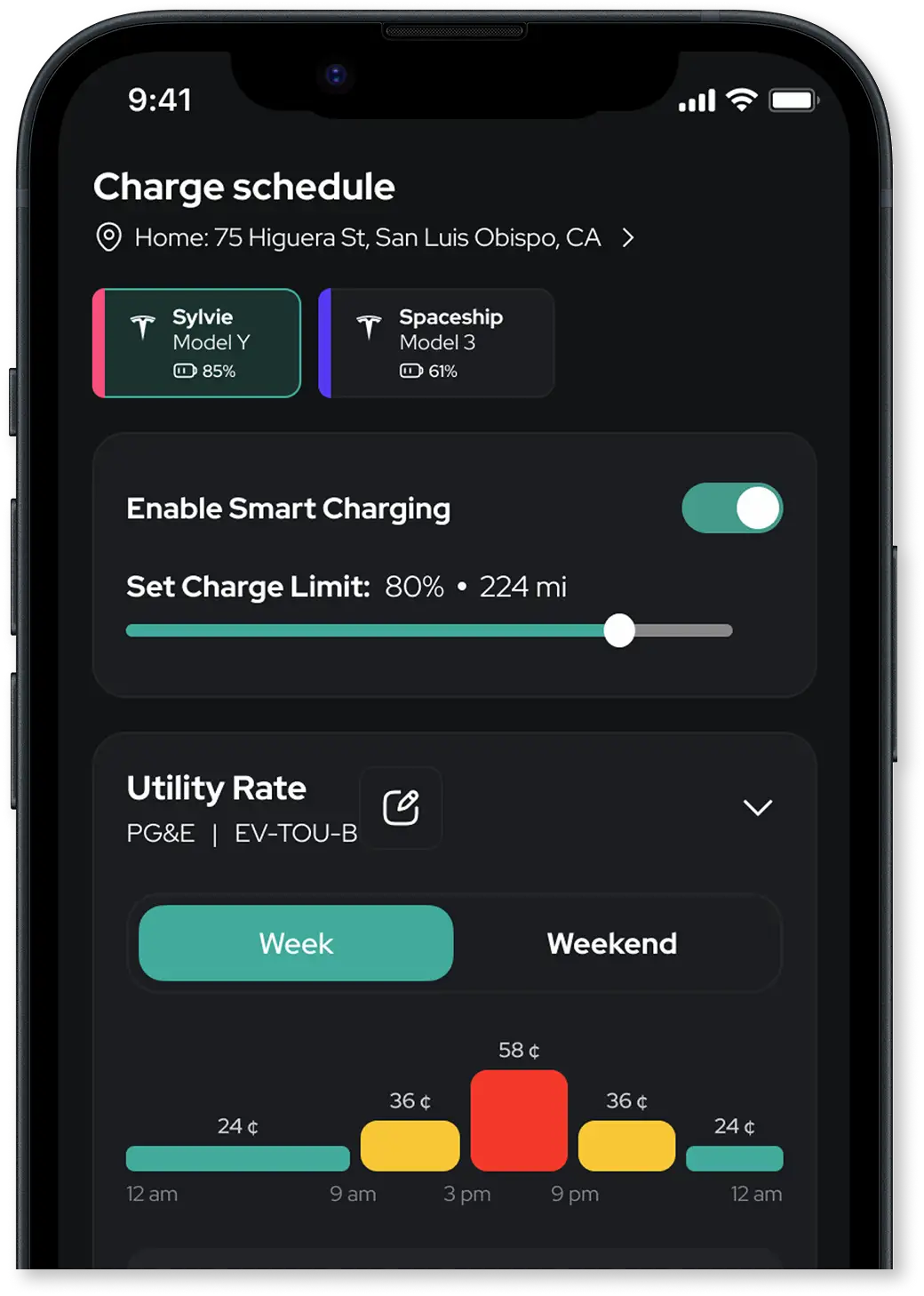 NeoCharge Connect Utility App Smart Scheduling Screen