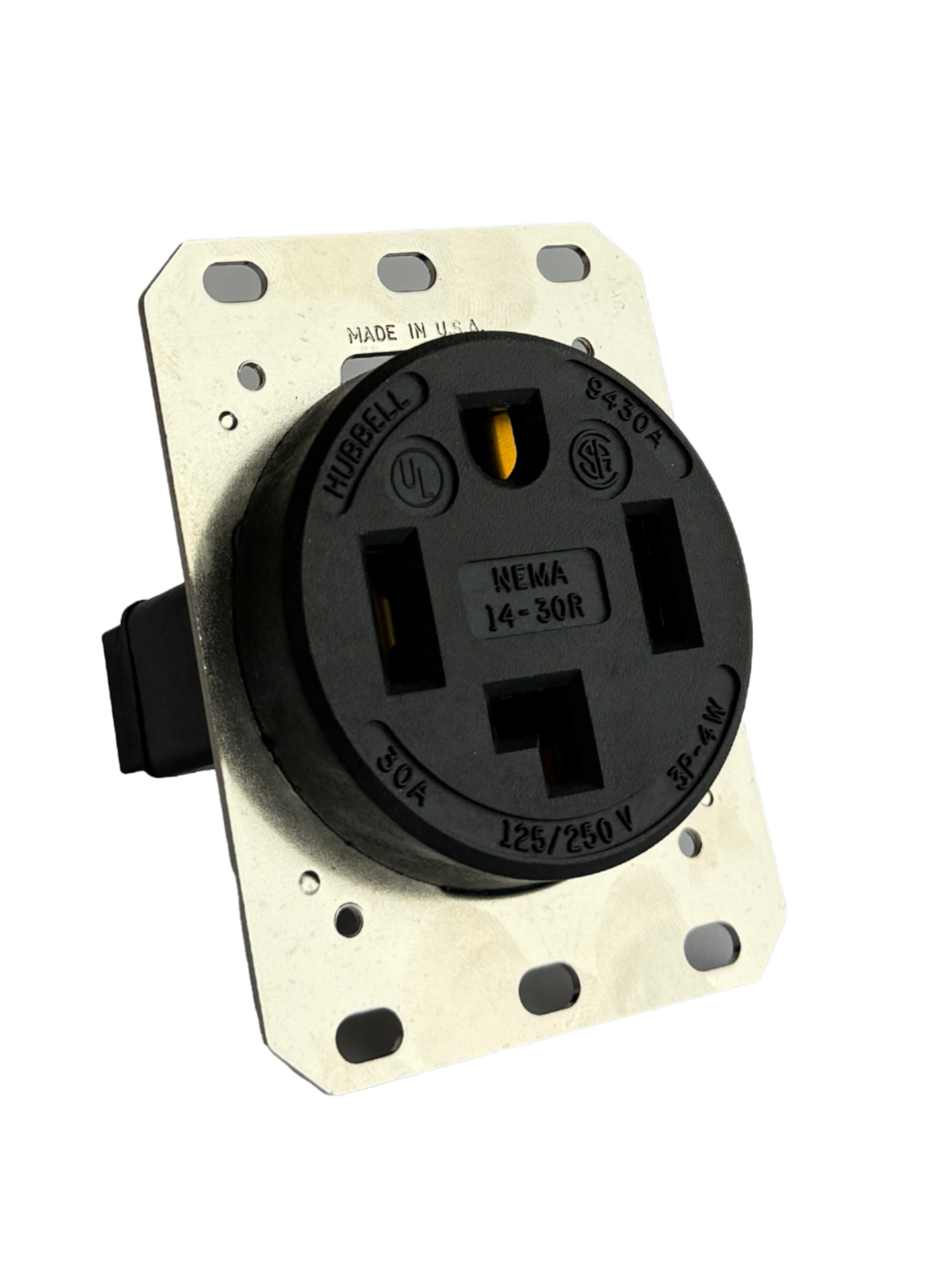NEMA 14-30 Commercial Grade Outlet + Stainless Steel Faceplate